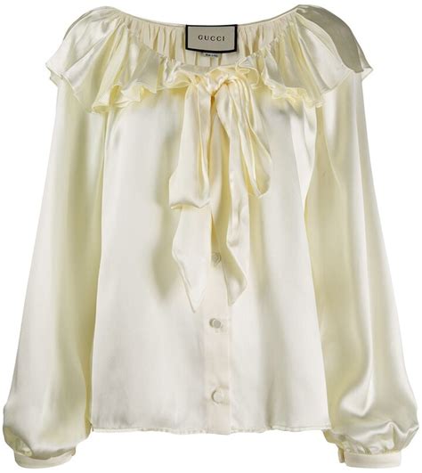 gucci ruffle pussy|Gucci Ruffled Pussybow Blouse .